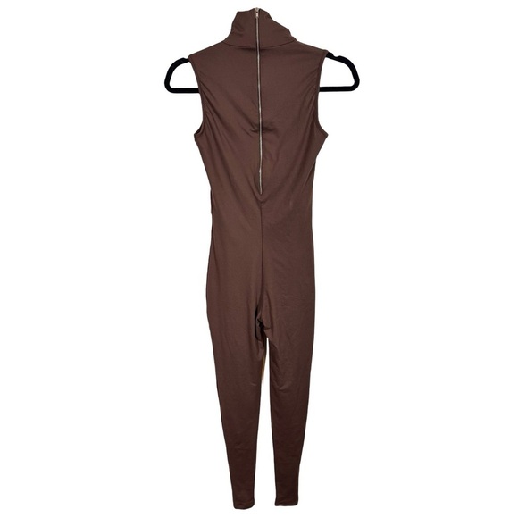NWT Bumpsuit Stevie Maternity Unitard Turtleneck Sleeveless Jumpsuit in Brown - Picture 6 of 11